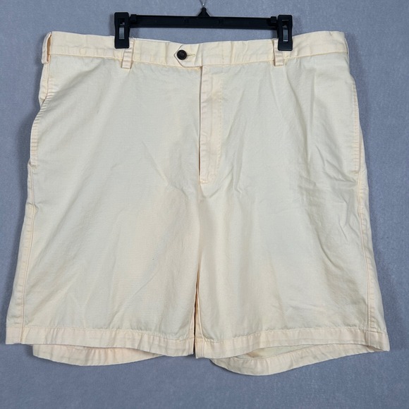 Orvis Other - Orvis Chino Shorts Mens 40 Pale Yellow Solid 100% Pima Cotton Flat Front Classic